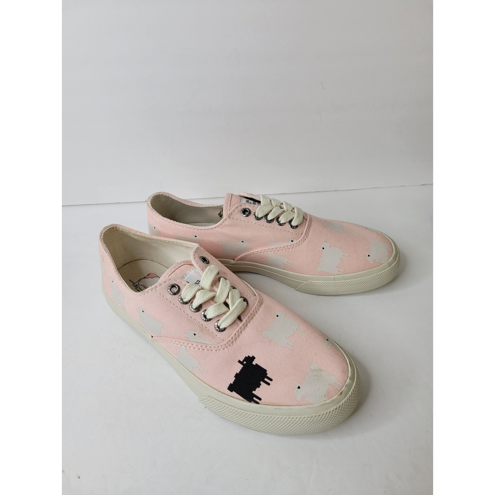 Sperry x Warm & Wonderful Pink Sheep Canvas Sneakers Princess Diana Print Sz 6